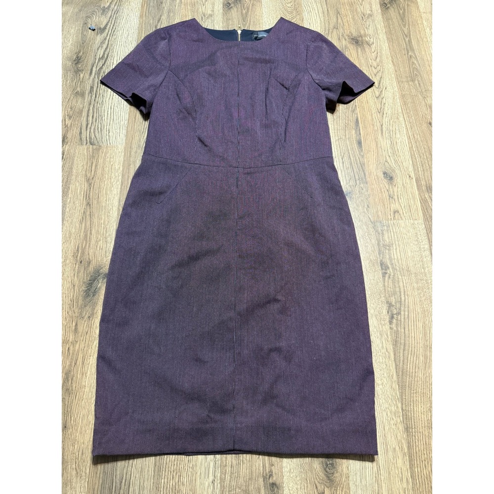 The Limited Dress Women's Size 8 Purple Blue Red Short Sleeve Back Zip Up